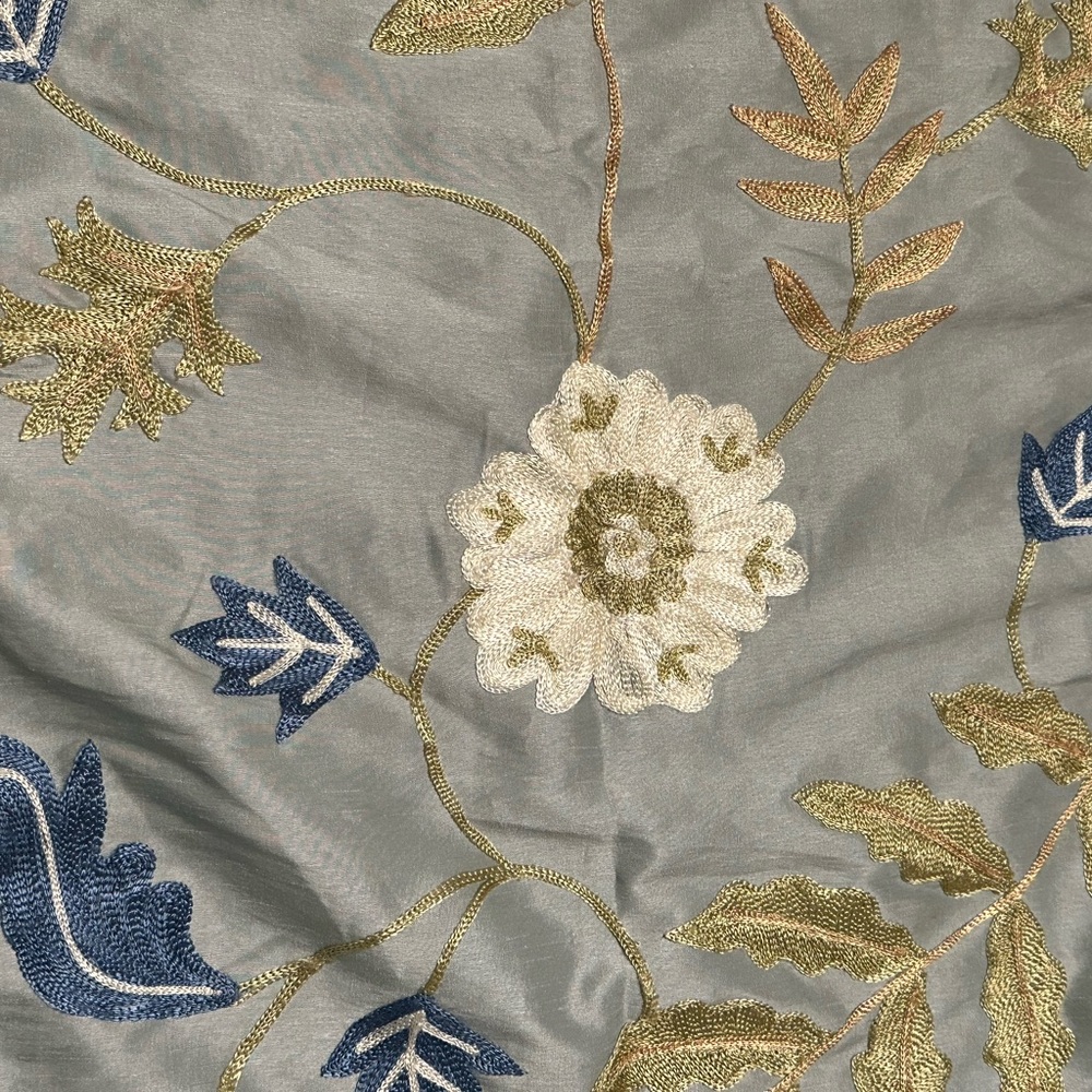 Noble Excellence King Size Embroidered Two Button Pillow Covers Floral Green